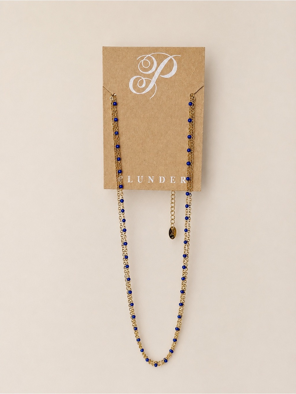 Plunder Layered Blue and Gold Chain Necklace NWT